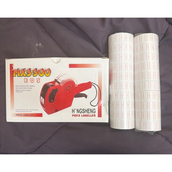MX-5500 Price Tag Gun 8 Digits Pricing yellow Labeller and label paper rolls - Picture 1 of 6